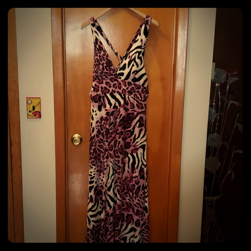 Leopard and tiger print maxi dress